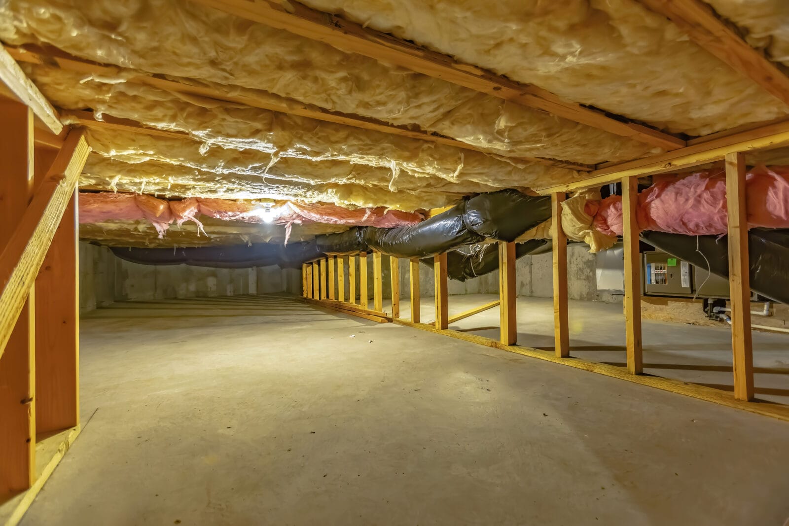 crawl space with upper floor insulation