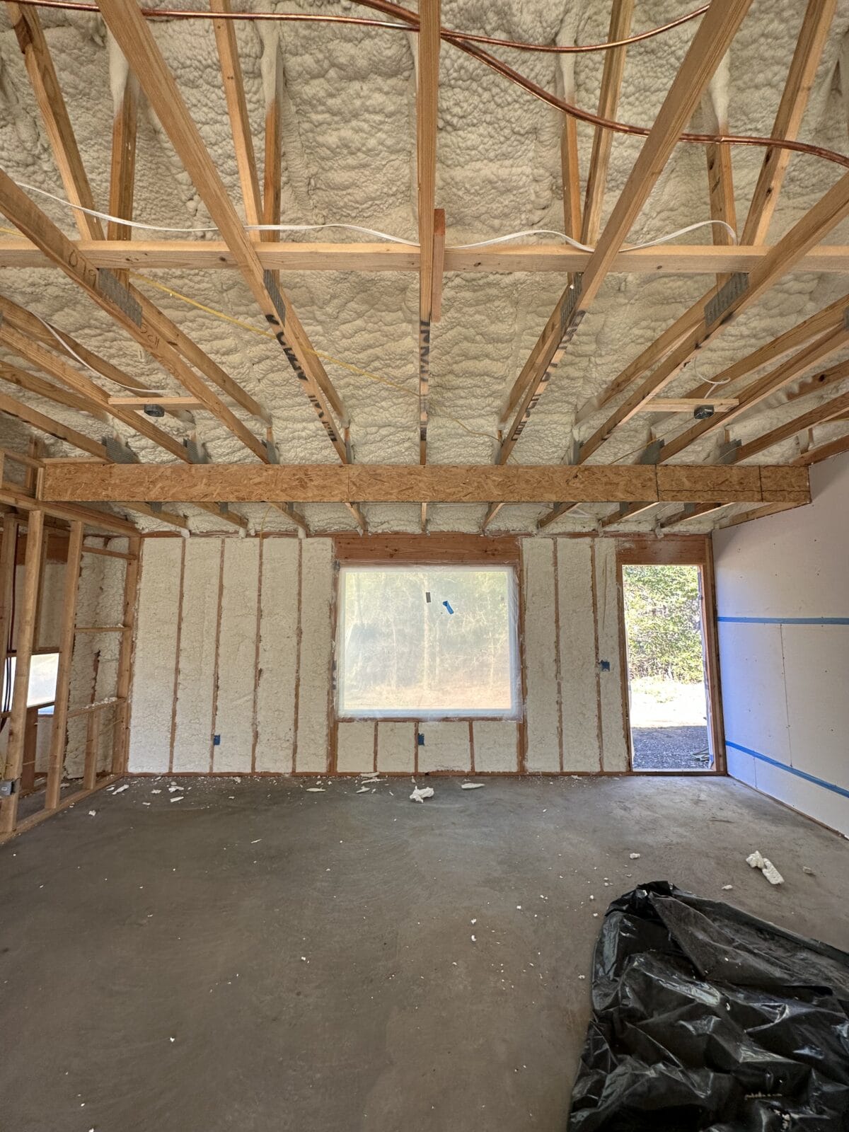 New insulation in ceiling and walls